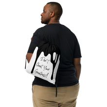 Load image into Gallery viewer, DCYG DRIP Black logo &amp; White Drawstring bag
