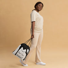 Load image into Gallery viewer, DCYG DRIP Black logo &amp; White Drawstring bag
