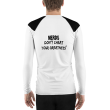 Load image into Gallery viewer, DCYG NERDS Black Logo &amp; White Men's Rash Guard
