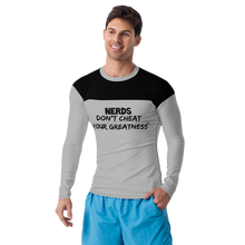 Load image into Gallery viewer, DCYG NERDS Black Logo &amp; Grey Men's Rash Guard
