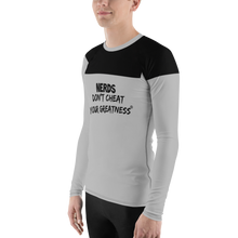 Load image into Gallery viewer, DCYG NERDS Black Logo &amp; Grey Men's Rash Guard

