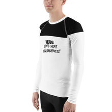 Load image into Gallery viewer, DCYG NERDS Black Logo &amp; White Men's Rash Guard
