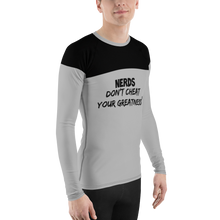 Load image into Gallery viewer, DCYG NERDS Black Logo &amp; Grey Men's Rash Guard
