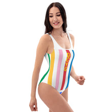 Load image into Gallery viewer, DCYG FM1 MultiColored Stripe &amp; White One-Piece Swimsuit
