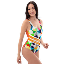 Load image into Gallery viewer, DCYG 24 STEAMY Orange,Black &amp; Green Checks One-Piece Swimsuit
