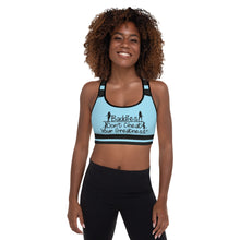 Load image into Gallery viewer, DCYG 24SX Baddies Black Logo &amp; Blue Padded Sports Bra
