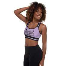 Load image into Gallery viewer, DCYG 24SX Baddies Black Logo &amp; Plum Padded Sports Bra
