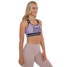 Load image into Gallery viewer, DCYG 24SX Baddies Black Logo &amp; Plum Padded Sports Bra
