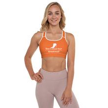 Load image into Gallery viewer, DCYG White Red Bottoms &amp; Orange Padded Sports Bra
