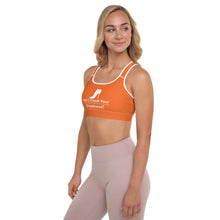 Load image into Gallery viewer, DCYG White Red Bottoms &amp; Orange Padded Sports Bra
