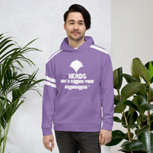 Load image into Gallery viewer, DCYG NERDS White logo &amp;  Purple Unisex Hoodie
