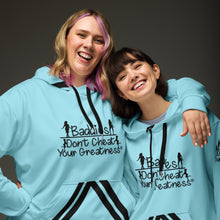 Load image into Gallery viewer, DCYG Baddies Black Logo &amp; Light Blue Hoodie
