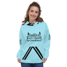 Load image into Gallery viewer, DCYG Baddies Black Logo &amp; Light Blue Hoodie

