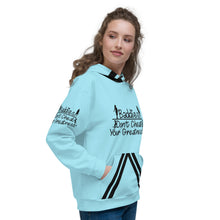 Load image into Gallery viewer, DCYG Baddies Black Logo &amp; Light Blue Hoodie
