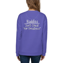 Load image into Gallery viewer, DCYG 24 Baddies White Logo &amp; Purple Unisex Sweatshirt
