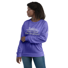 Load image into Gallery viewer, DCYG 24 Baddies White Logo &amp; Purple Unisex Sweatshirt
