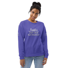 Load image into Gallery viewer, DCYG 24 Baddies White Logo &amp; Purple Unisex Sweatshirt

