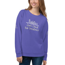 Load image into Gallery viewer, DCYG 24 Baddies White Logo &amp; Purple Unisex Sweatshirt

