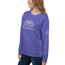Load image into Gallery viewer, DCYG 24 Baddies White Logo &amp; Purple Unisex Sweatshirt
