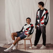 Load image into Gallery viewer, DCYG 45Dgr  White Logo &amp; Red,Black, &amp; White Unisex zip hoodie
