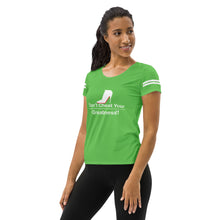 Load image into Gallery viewer, DCYG Neon Green &amp; White Women's Athletic T-shirt
