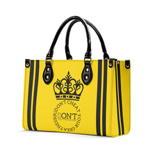 Load image into Gallery viewer, Royalty DON'T D4XV Black  Logo ,Stripes &amp; Gold Multiple Sizes Upgraded Luxury Women PU Leather Handbag
