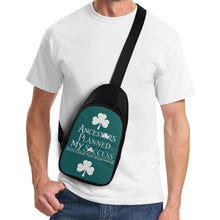 Load image into Gallery viewer, Ancestors Irish White Logo , Cloves &amp; Green Chest Bag
