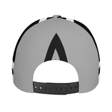 Load image into Gallery viewer, Ancestors Black, Black Logo,White , Black Stripes &amp; Grey  Curved Brim Baseball Cap (AOP)
