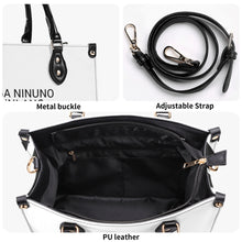 Load image into Gallery viewer, Ancestors Filipino, Black Logo ,Flag &amp; White and Black Stripes Multiple Sizes Upgraded Luxury Women PU Leather Handbag
