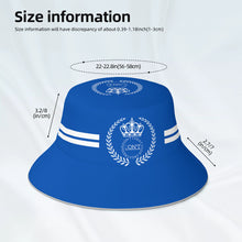 Load image into Gallery viewer, Royalty 24 White Logo ,Stripes &amp; Blue Reflective Bucket Hat
