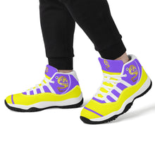 Load image into Gallery viewer, SWAN Yellow Dragon Logo, Purple, Yellow High Top Air Retro Sneakers - White
