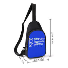Load image into Gallery viewer, D.E.I. DISCIPLINED EXCEPTIONAL IMPACTFUL  White Logo Chest Bag
