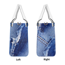 Load image into Gallery viewer, DRIP LO White Logo &amp; Denim Multiple Sizes Upgraded Luxury Women PU Leather Handbag
