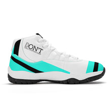 Load image into Gallery viewer, DONT D4X Black  Logo ,Teal,Black Stripes &amp; White High Top Air Retro Sneakers - White
