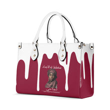 Load image into Gallery viewer, Ancestors Muslim, Female, White Logo, White  Drip &amp; Burgundy Multiple Sizes Upgraded Luxury Women PU Leather Handbag
