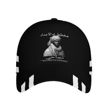 Load image into Gallery viewer, Ancestors Muslim, Male, White Logo, Stripes &amp; Black Curved Brim Baseball Cap (AOP)
