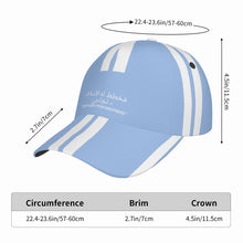 Load image into Gallery viewer, Ancestors Muslim, White Logo, White Stripes &amp; Light Blue  Curved Brim Baseball Cap (AOP)
