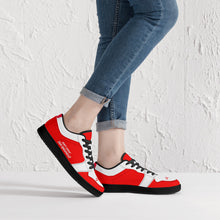 Load image into Gallery viewer, DCYG G4's Red &amp; White, Black Sole Low-Top Leather Sneakers

