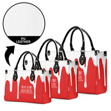 Load image into Gallery viewer, Ancestors Chinese, White Logo &amp; Red  &amp; Drip  White Multiple Sizes Upgraded Luxury Women PU Leather Handbag
