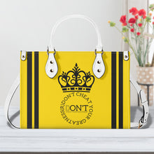 Load image into Gallery viewer, Royalty DON'T D4XV Black  Logo ,Stripes &amp; Gold Multiple Sizes Upgraded Luxury Women PU Leather Handbag
