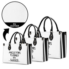 Load image into Gallery viewer, Ancestors Black,  Black Logo &amp; White &amp; Black Stripes,Multiple Sizes Upgraded Luxury Women PU Leather Handbag
