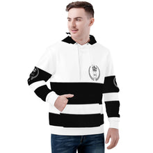 Load image into Gallery viewer, Royalty 24 White ,Black Logos ,Stripes &amp; White  Men's All Over Print Hoodie
