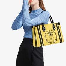Load image into Gallery viewer, Royalty 24 Black Logo ,Stripe &amp; Yellow Multiple Sizes Upgraded Luxury Women PU Leather Handbag
