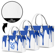 Load image into Gallery viewer, DRIP Blue Logo &amp; White Multiple Sizes Upgraded Luxury Women PU Leather Handbag
