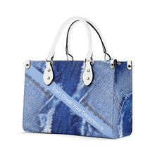 Load image into Gallery viewer, 45 Dgr White Logo &amp; Denim Multiple Sizes Upgraded Luxury Women PU Leather Handbag
