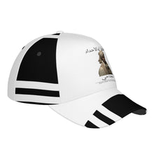 Load image into Gallery viewer, Ancestors Muslim,Male, Black Logo, Stripes &amp;  White Curved Brim Baseball Cap (AOP)

