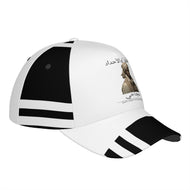 Ancestors Muslim,Male, Black Logo, Stripes &  White Curved Brim Baseball Cap (AOP)