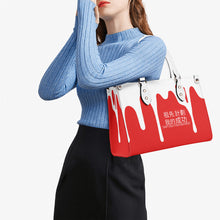 Load image into Gallery viewer, Ancestors Chinese, White Logo &amp; Red  &amp; Drip  White Multiple Sizes Upgraded Luxury Women PU Leather Handbag
