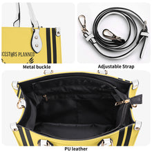 Load image into Gallery viewer, Ancestors Native,  Black Logo , Stripes &amp; Yellow Multiple Sizes Upgraded Luxury Women PU Leather Handbag
