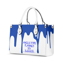 Load image into Gallery viewer, Ancestors Black, Blue Logo &amp; Blue and White Drips Multiple Sizes Upgraded Luxury Women PU Leather Handbag
